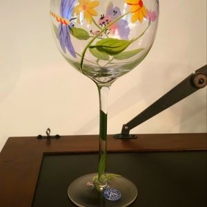 NWT BLOCKS BASICS HAND PAINTED FLORAL WINE SET OF 4